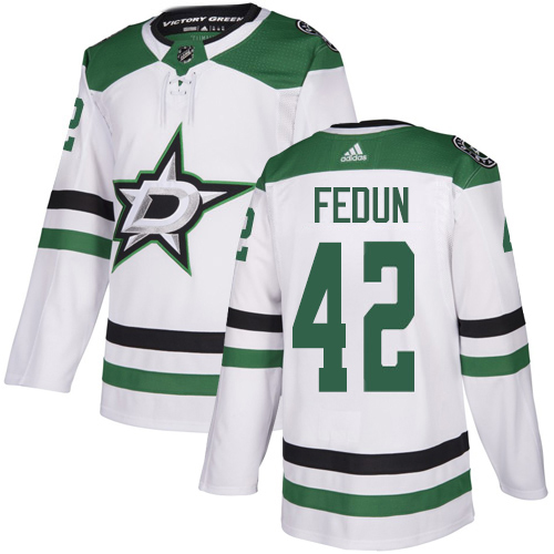 Adidas Men Dallas Stars 42 Taylor Fedun White Road Authentic Stitched NHL Jersey